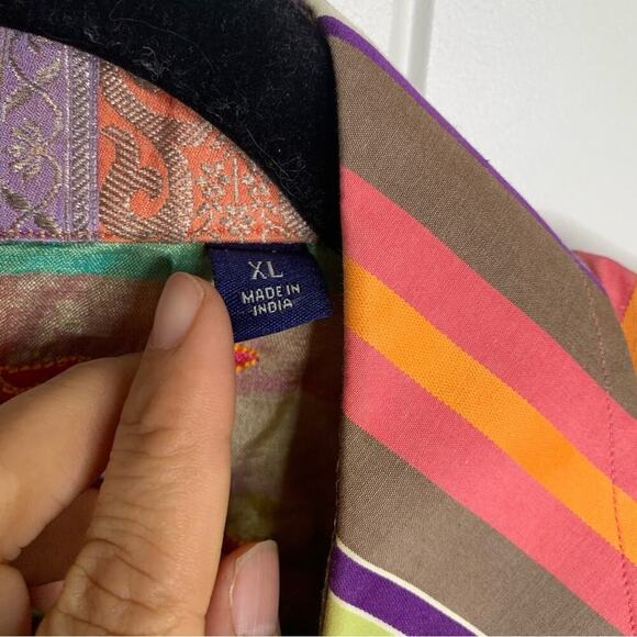 Robert Graham striped colorful button front spring shirt size XL - Picture 3 of 4